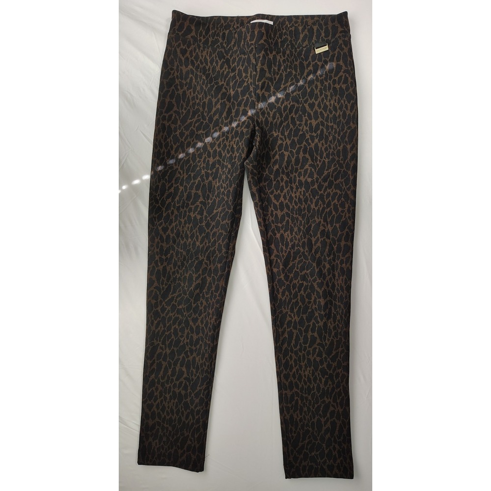 Calvin Klein Leopard Print Ponte Leggings Brown Black CKUGM0084K Womens Small